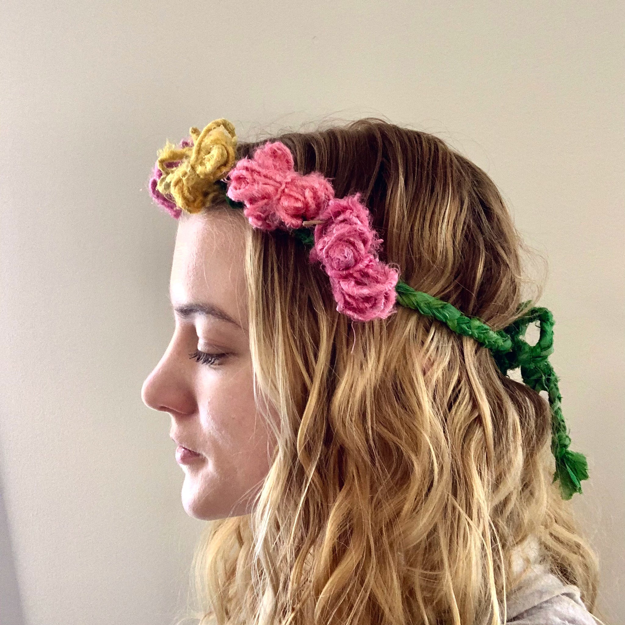 Hand Crochet 3D Floral Crown Headband Kelly Green Artisan 3d Flower Headband - Etsy main image 4