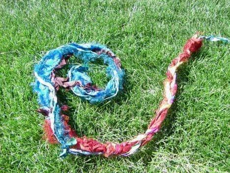 No Knit, No Crochet Free Recycled Silk Sari Ribbon Inside Scarf - Darn Good Yarn
