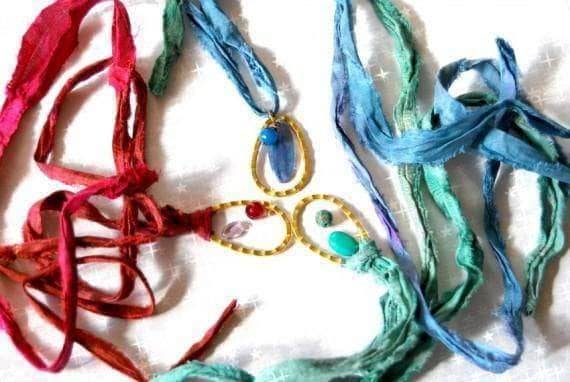 Sari Silk Ribbon Necklaces and a bit by Tracy from Make Bracelets! - Darn Good Yarn - Darn Good Yarn