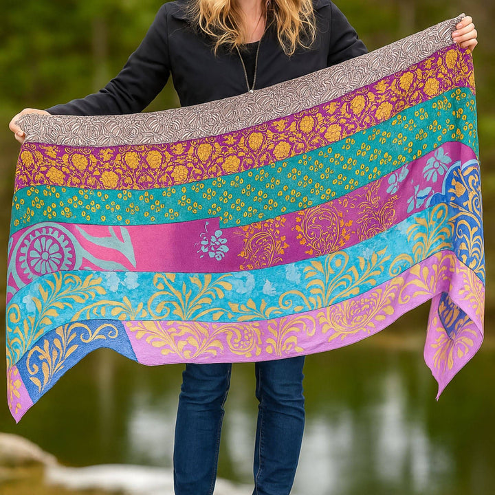 Reclaimed Sari Medley Scarf - Darn Good Yarn