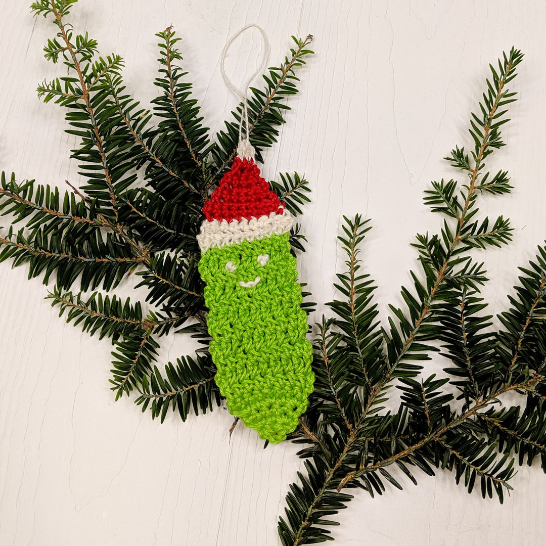 Christmas Pickle Ornament Crochet Pattern – Funny Holiday Ornament DIY | Darn Good Yarn