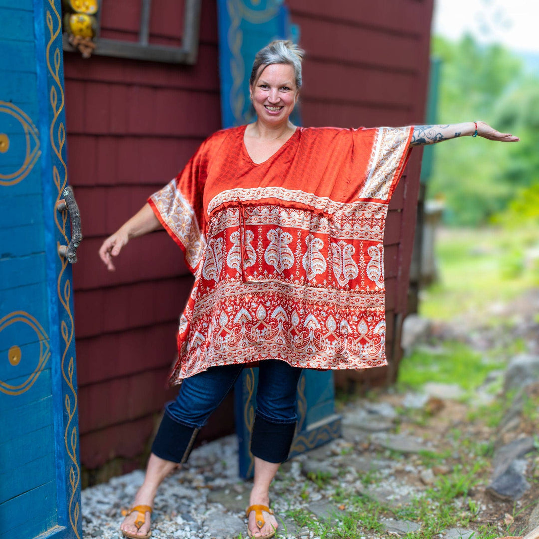 woman wearing red short tunic