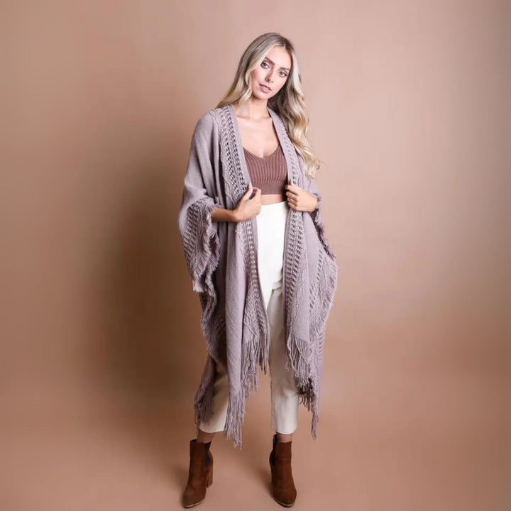 Darn Good Yarn: Limited Edition: Woodstock Dreams Open Work Frayed Ruana, Clothing and Accessories