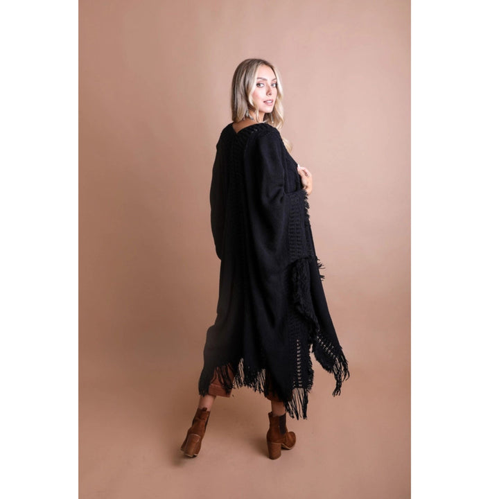 Darn Good Yarn: Limited Edition: Woodstock Dreams Open Work Frayed Ruana, Clothing and Accessories