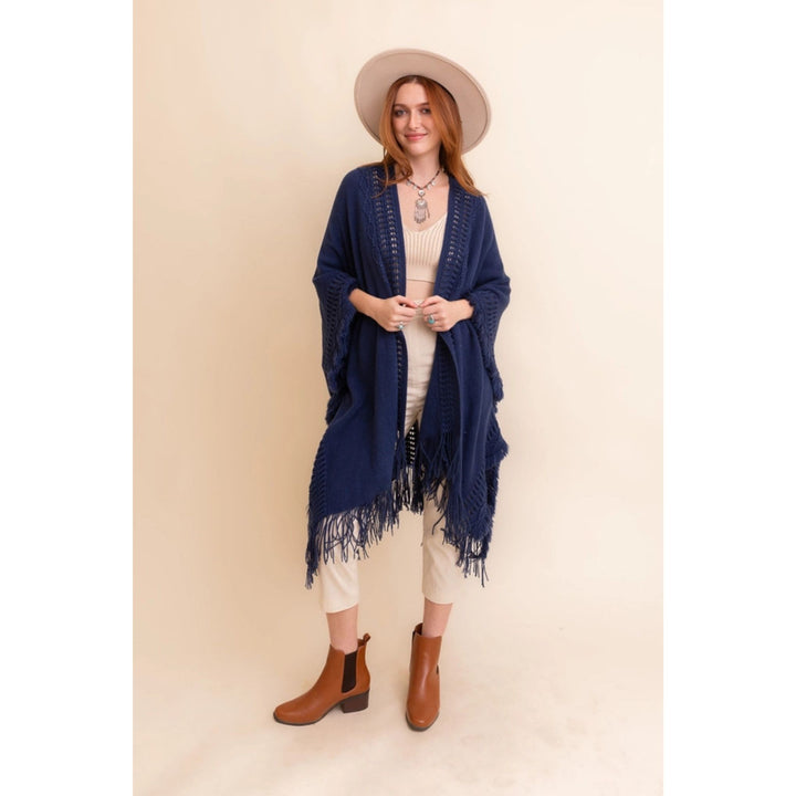 Darn Good Yarn: Limited Edition: Woodstock Dreams Open Work Frayed Ruana, Clothing and Accessories