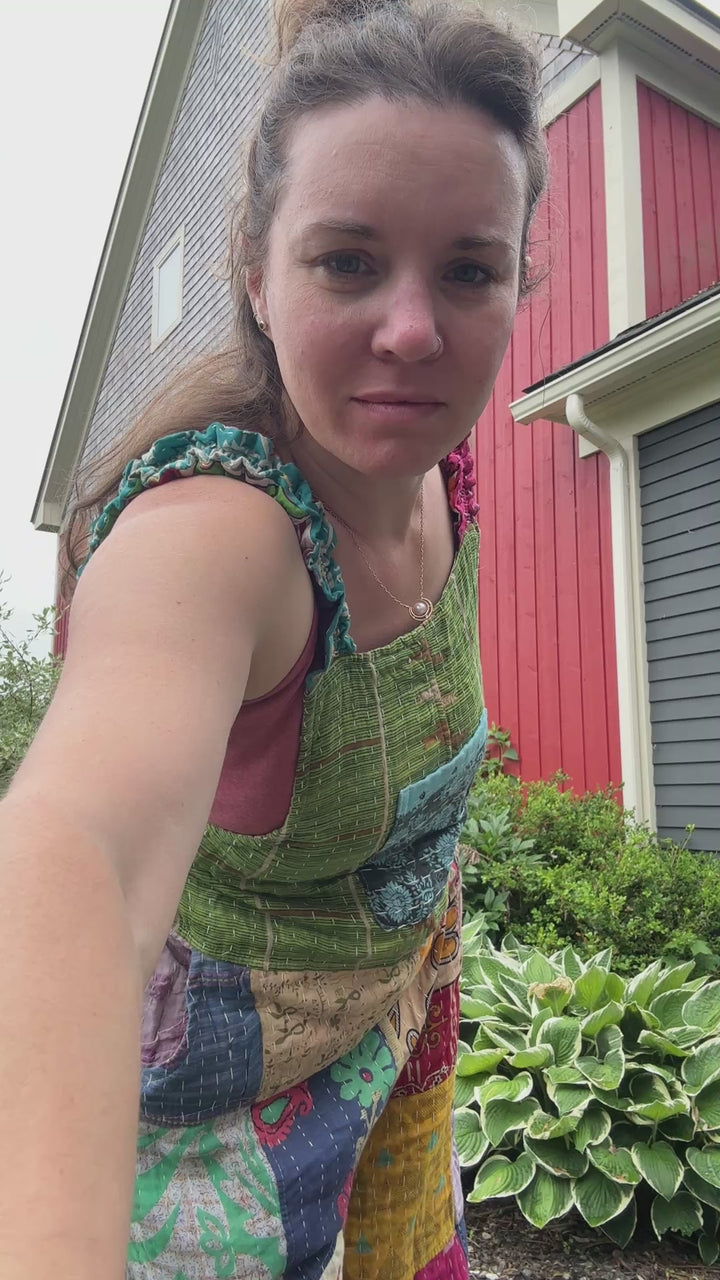 Limited Edition: Woodstock Dreams Collection Kantha Cotton Overall with Pockets