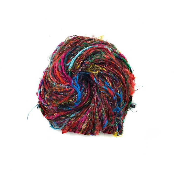 Banana Fiber Yarn donut ball in Kaleidoscope (multicolor) on a white background