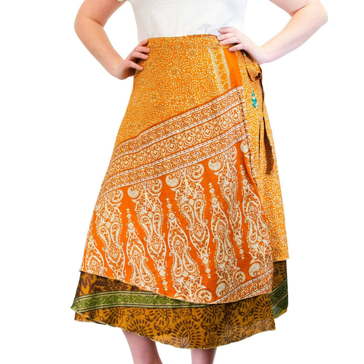 organe long sari wrap skirt