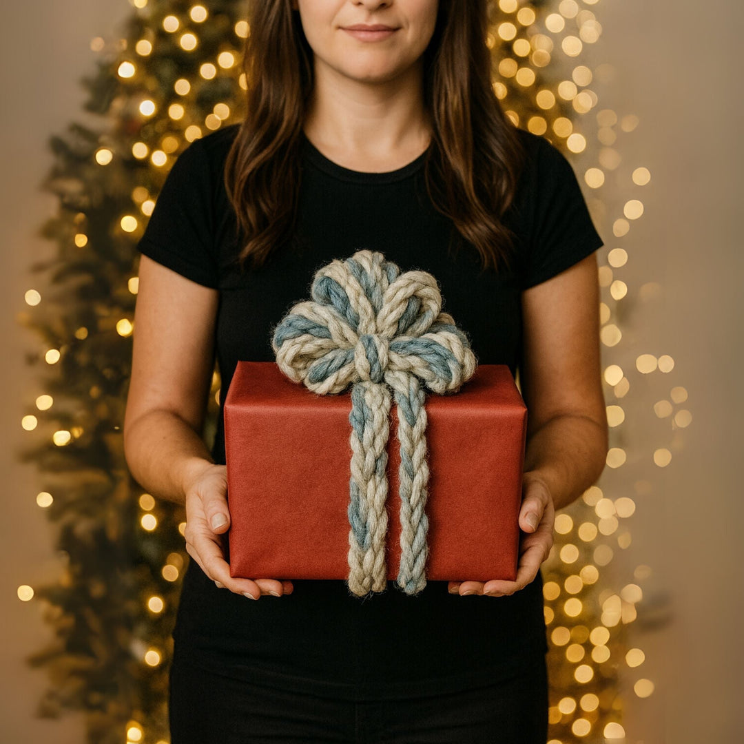 DIY Crochet Pom Gift Bow Pattern – Reusable Holiday Gift Wrap Idea