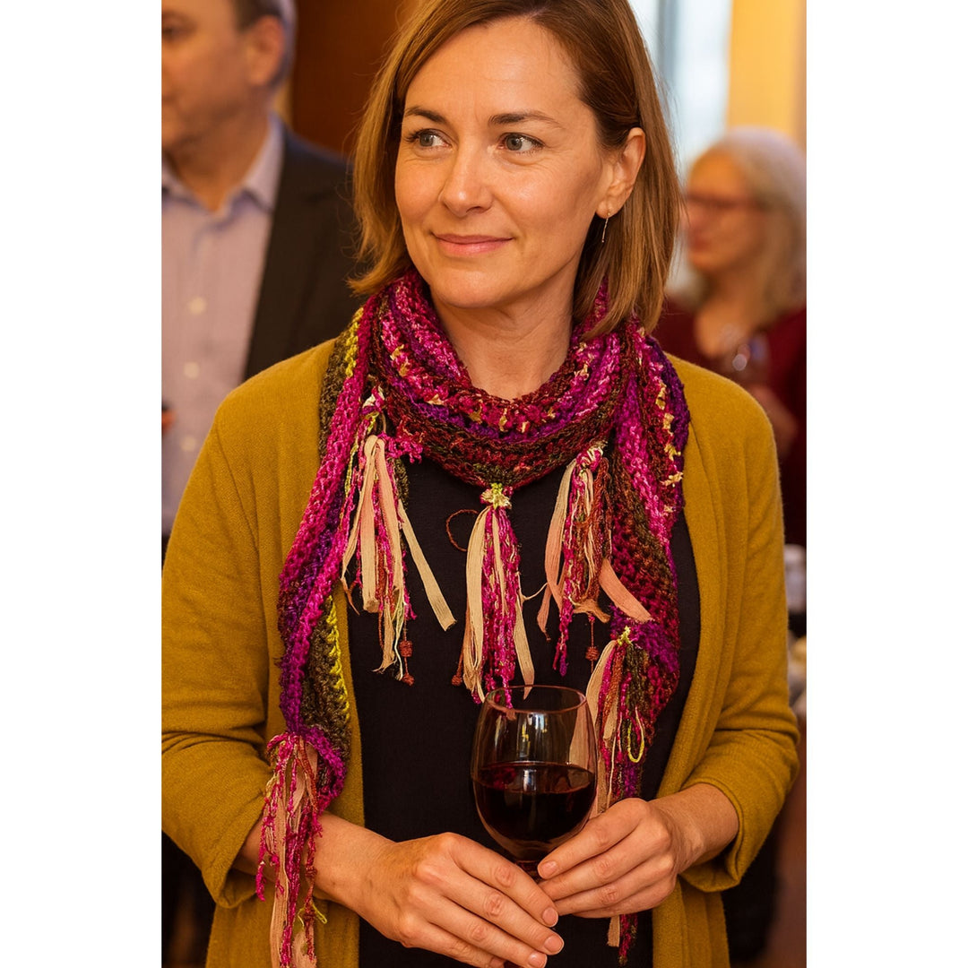 Crochet the Motley Fling Scarf: Easy One-Skein Pattern with Tassels