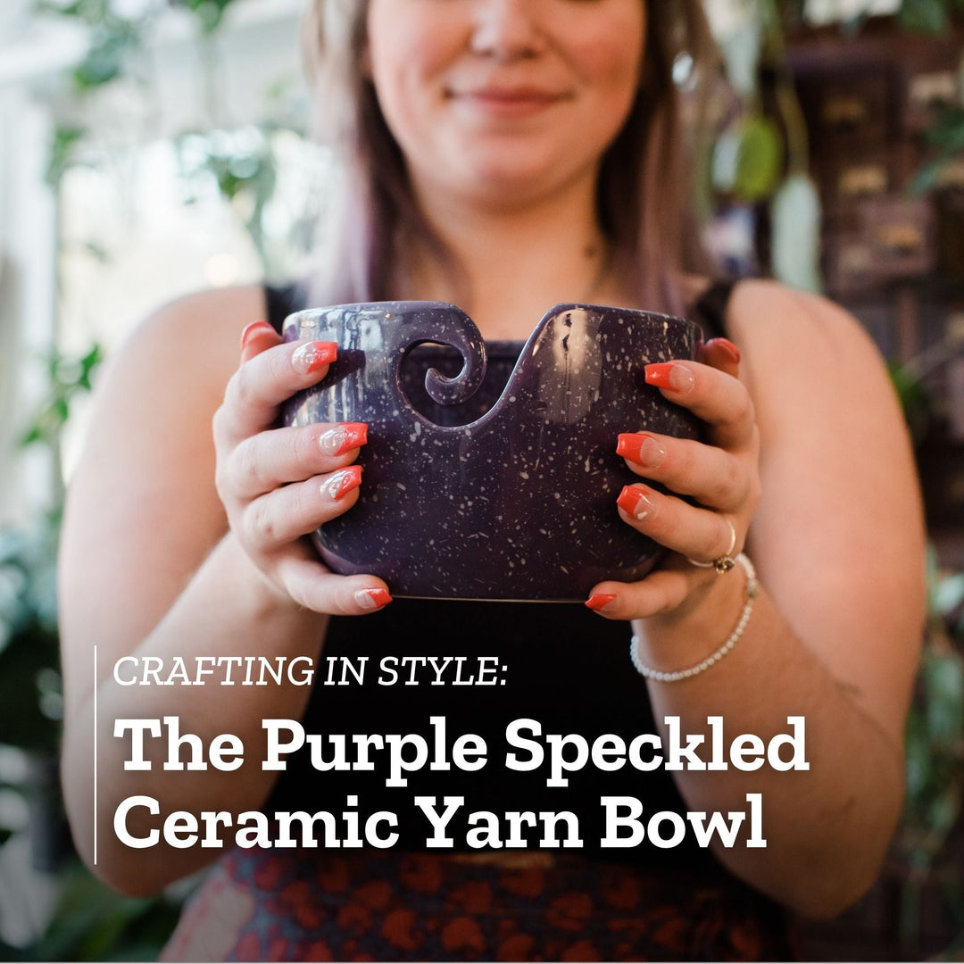 Crafting in Style: The Purple Speckled Ceramic Yarn Bowl - Darn Good Yarn