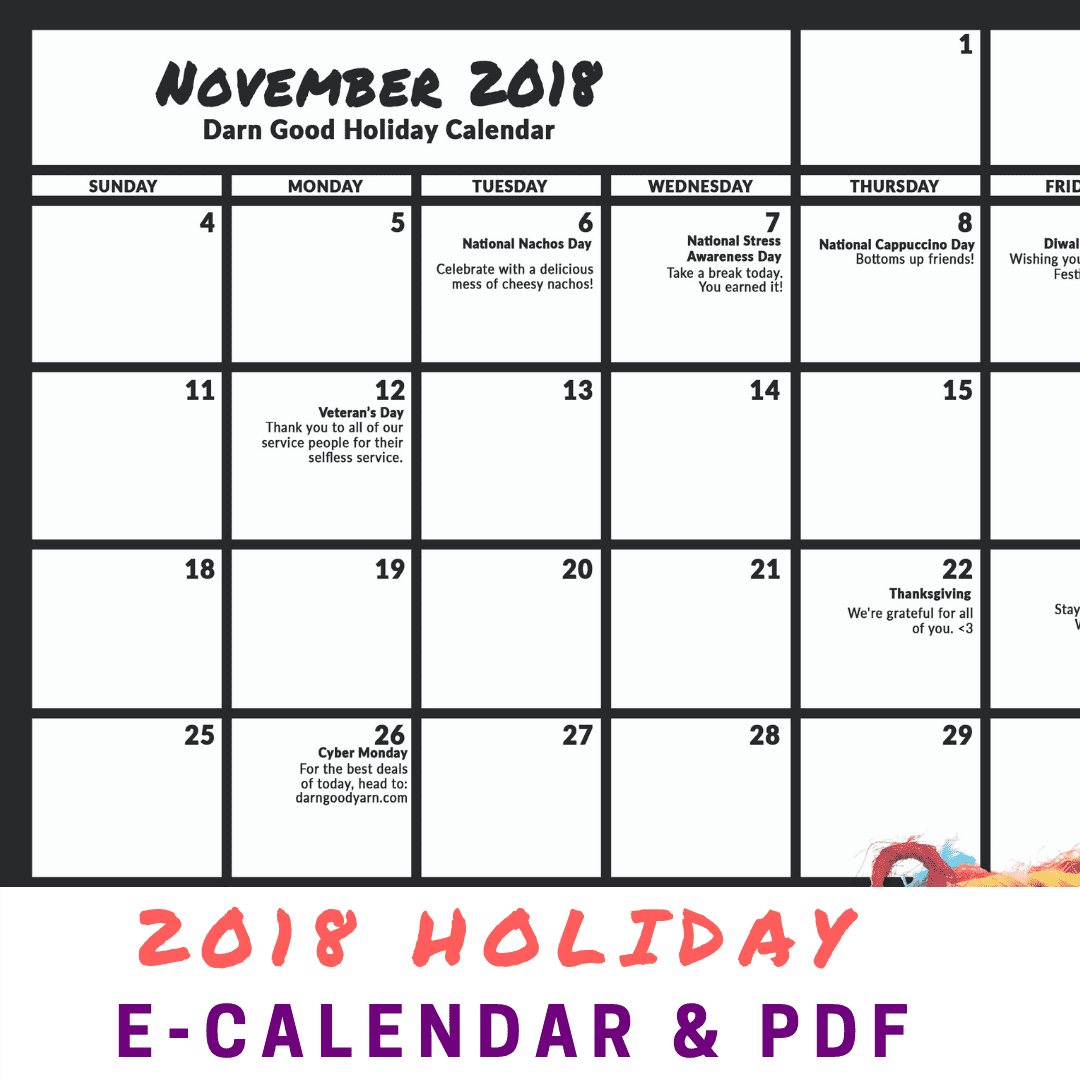 Darn Good Yarn Holiday Calendar - FREE Download - Darn Good Yarn