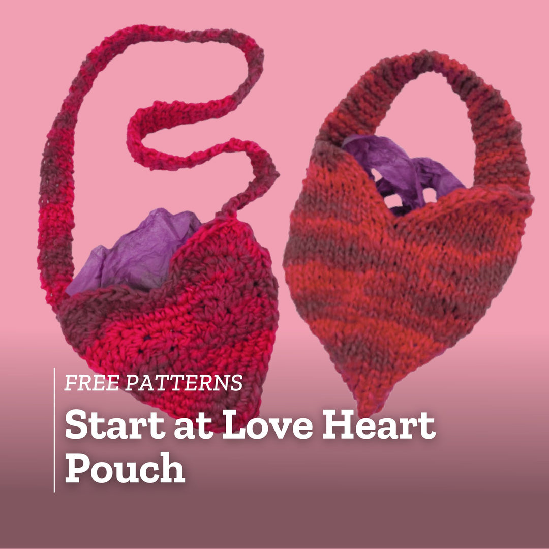 Free Patterns: Crochet or Knit the Start at Love Heart Pouch - Darn Good Yarn