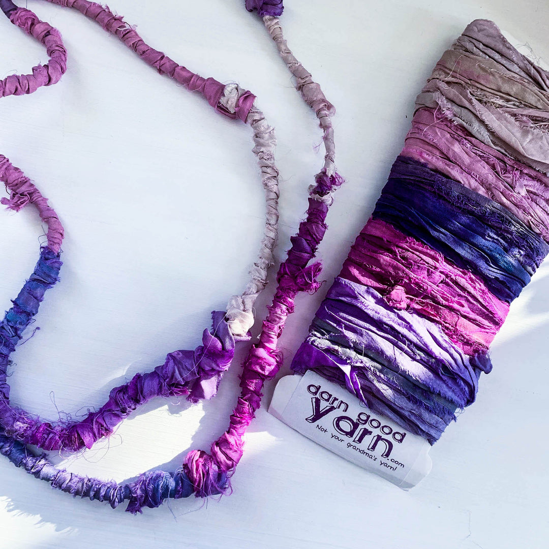 How To Make a Wrapped Sari Ribbon Necklace - Darn Good Yarn