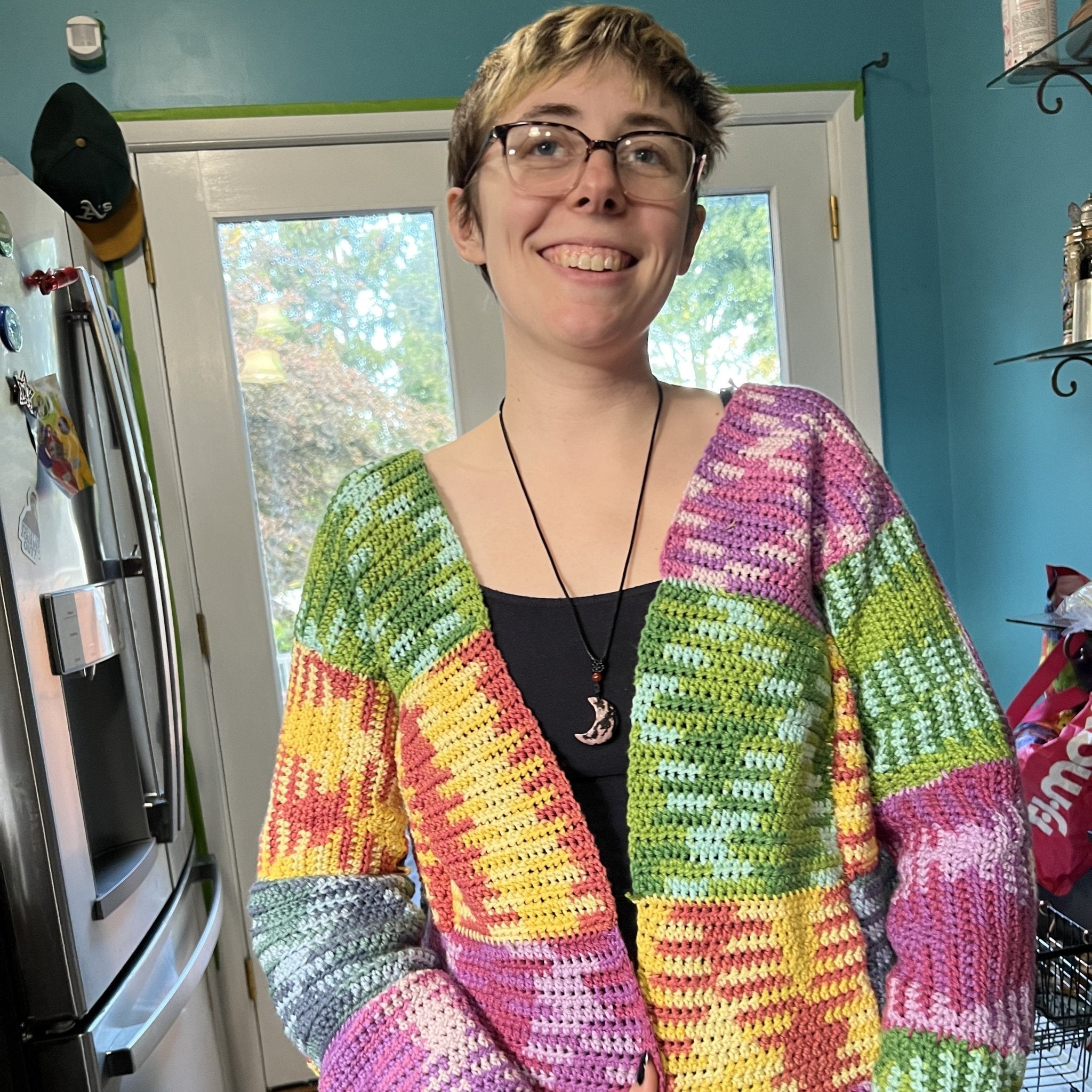 【ひとみ】AMERI MIX YARN PATCHWORK CARDIGA UND MIX YARN PATCHWORK KNIT CARDIGAN