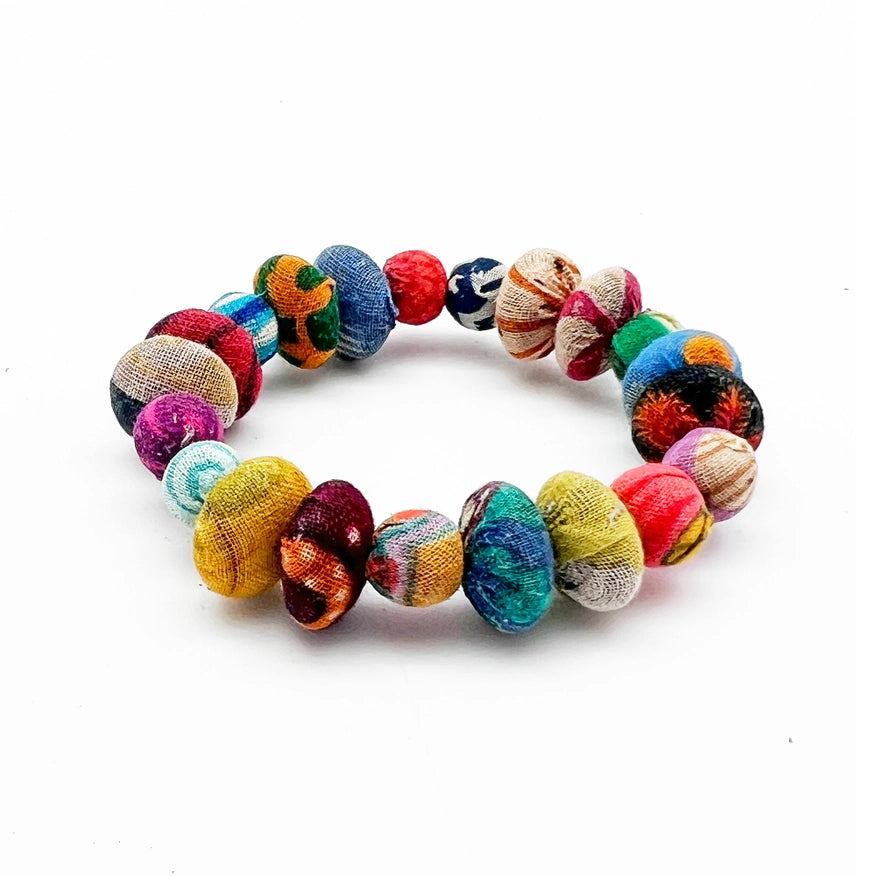 Aasha Small Bead Bracelet – Sustainable Sari-Wrapped Jewelry