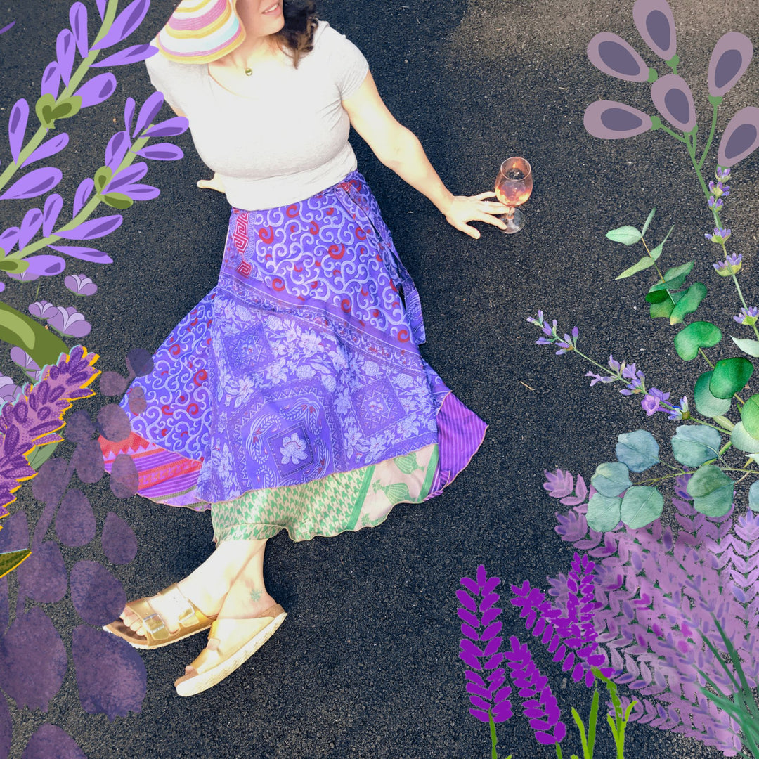 Darn Good Yarn: Sari Wrap Skirt – Wildflower Lavender Wrap Skirt  Limited Edition 💜, Clothing and Accessories