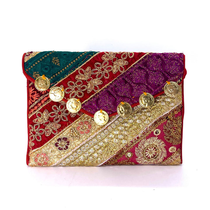 Coin Embroidered Clutch