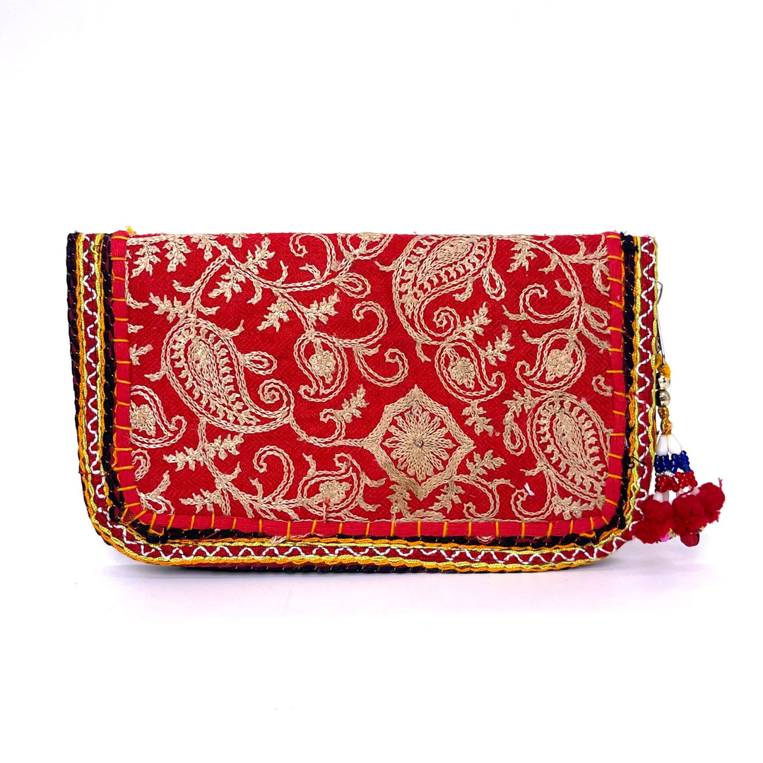 Small Embroidered Paisley Clutch