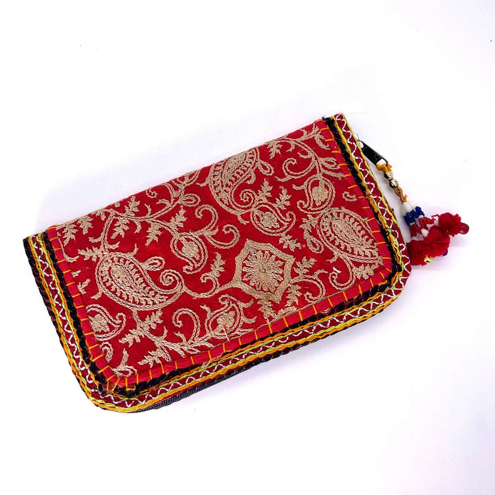 Small Embroidered Paisley Clutch