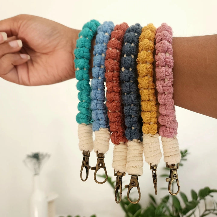 Darn Good Yarn: Handwoven Macrame Wristlet Assorted colors – Boho Style Meets Everyday Utility, Clothing and Accessories