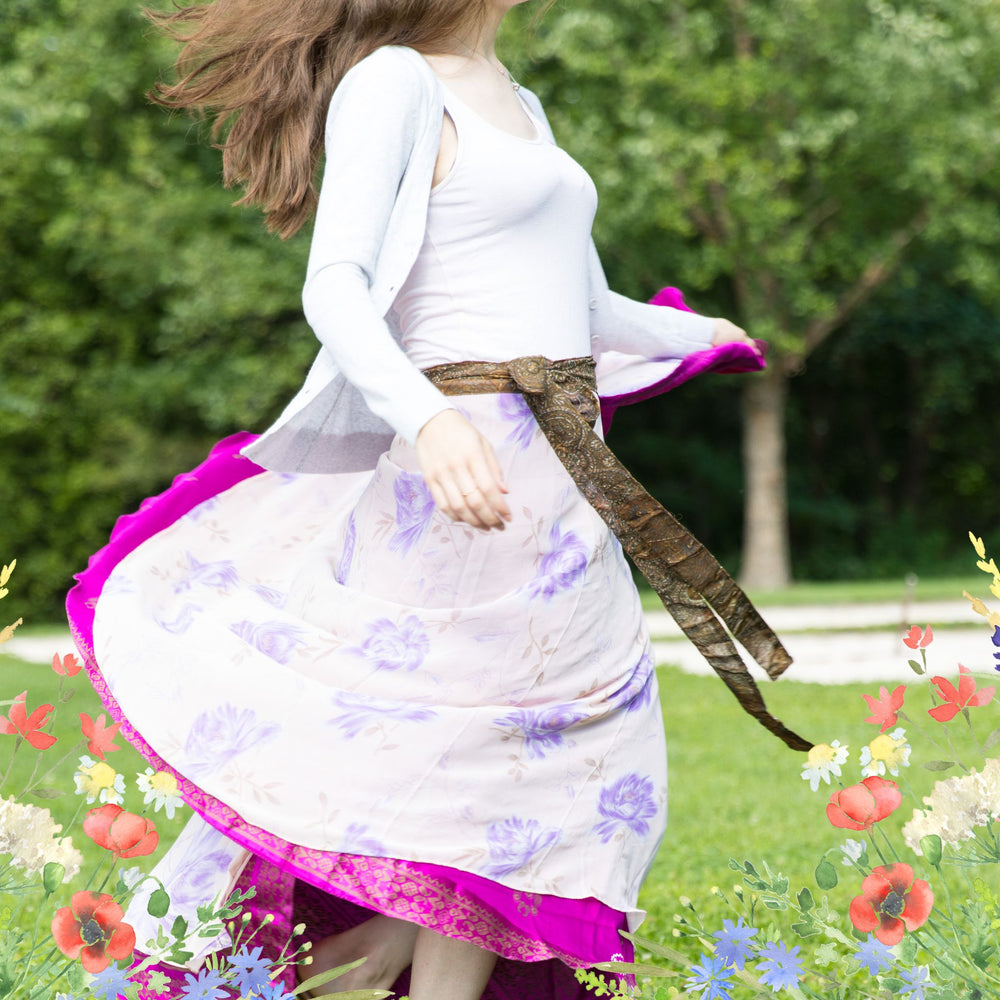 Darn Good Yarn: Special Edition Skirt: Wildflower Wonders The Original Sari Wrap Skirt, Clothing and Accessories