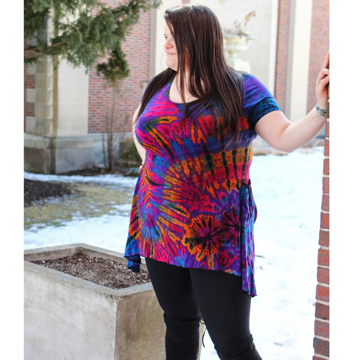 Limited Edition: Woodstock Dreams Collection Tie Dye Short Sleeve Tunic with Pockets