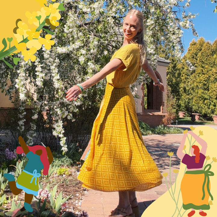 Darn Good Yarn: The Good Neighbor Sari Wrap Skirt — Daffodil Edition, Clothing and Accessories
