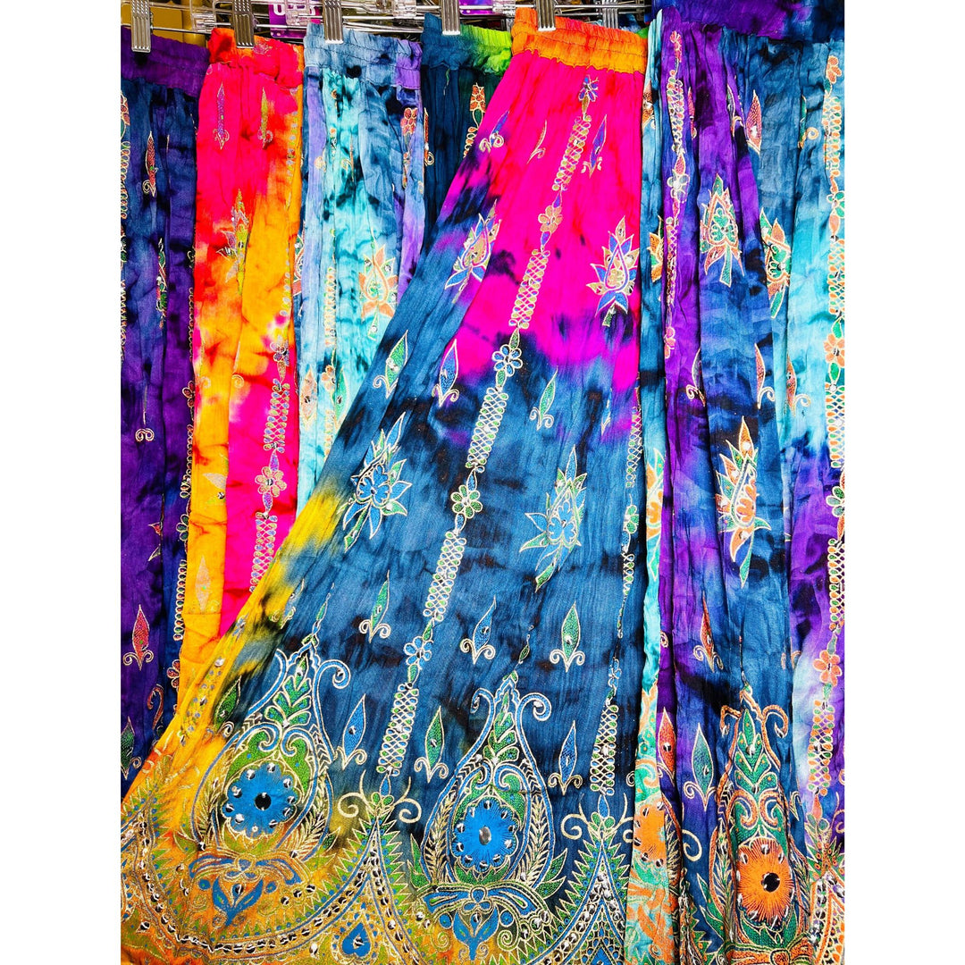 Darn Good Yarn: Limited Edition: Magic Carpet Ride Tie Dye Sequenced Long Skirt, Clothing and Accessories