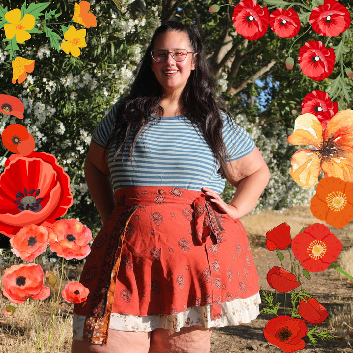 Sari Wrap Skirt – Wildflower Wrap Skirt – Poppy Bloom (Limited Edition)