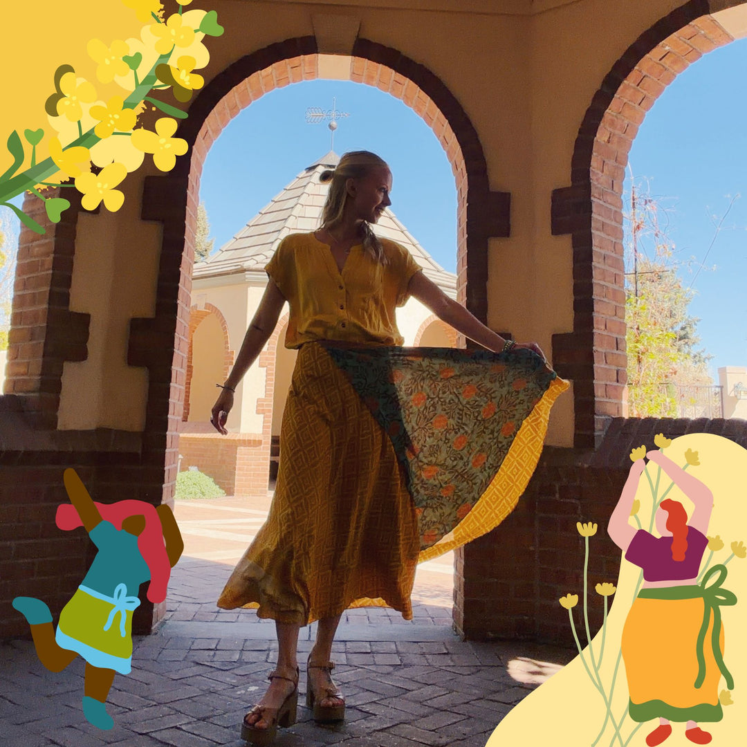 Darn Good Yarn: The Good Neighbor Sari Wrap Skirt — Daffodil Edition, Clothing and Accessories