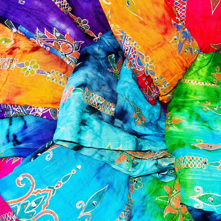 Darn Good Yarn: Limited Edition: Magic Carpet Ride Tie Dye Sequenced Long Skirt, Clothing and Accessories