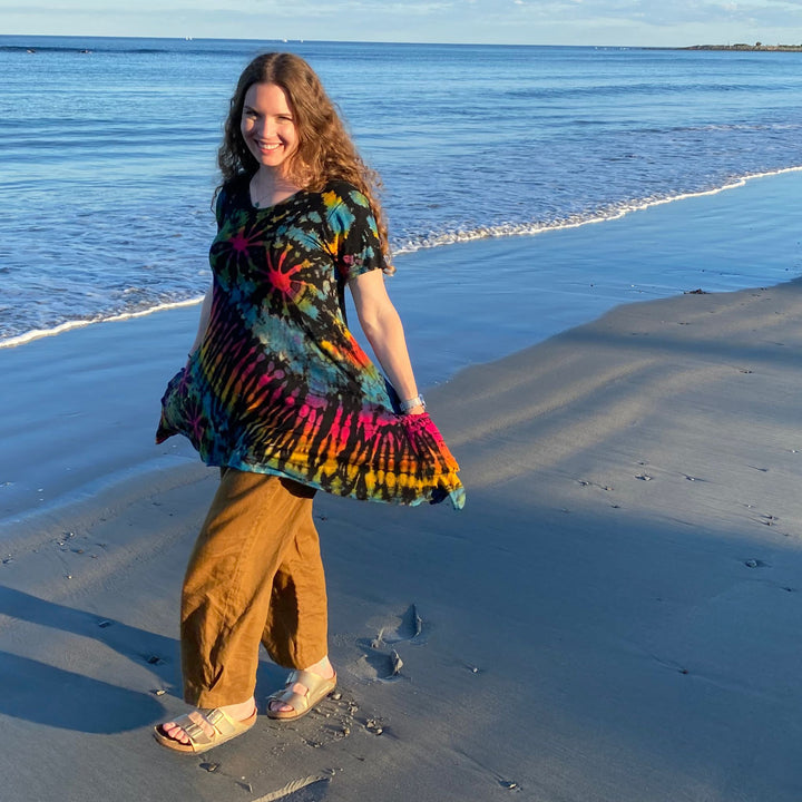 Limited Edition: Woodstock Dreams Collection Tie Dye Short Sleeve Tunic with Pockets