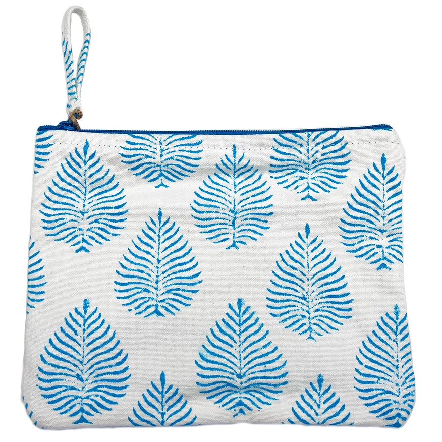 Hand Block-Printed Canvas Zipper Pouches