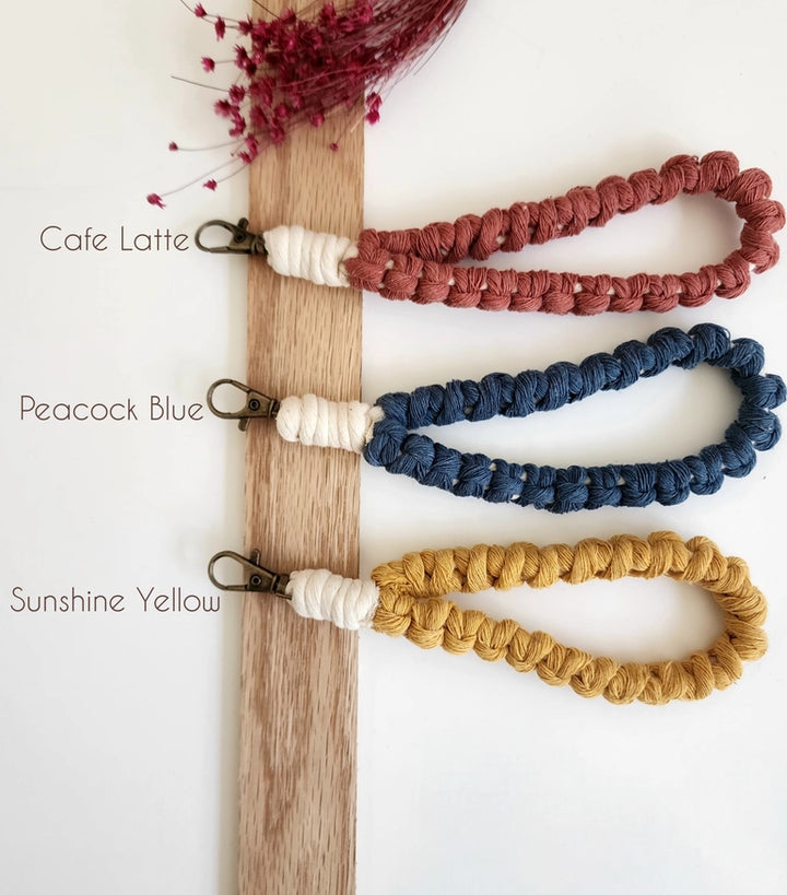 Darn Good Yarn: Handwoven Macrame Wristlet Assorted colors – Boho Style Meets Everyday Utility, Clothing and Accessories