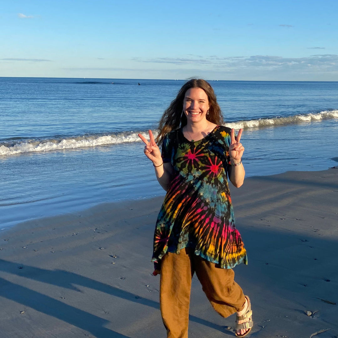 Limited Edition: Woodstock Dreams Collection Tie Dye Short Sleeve Tunic with Pockets