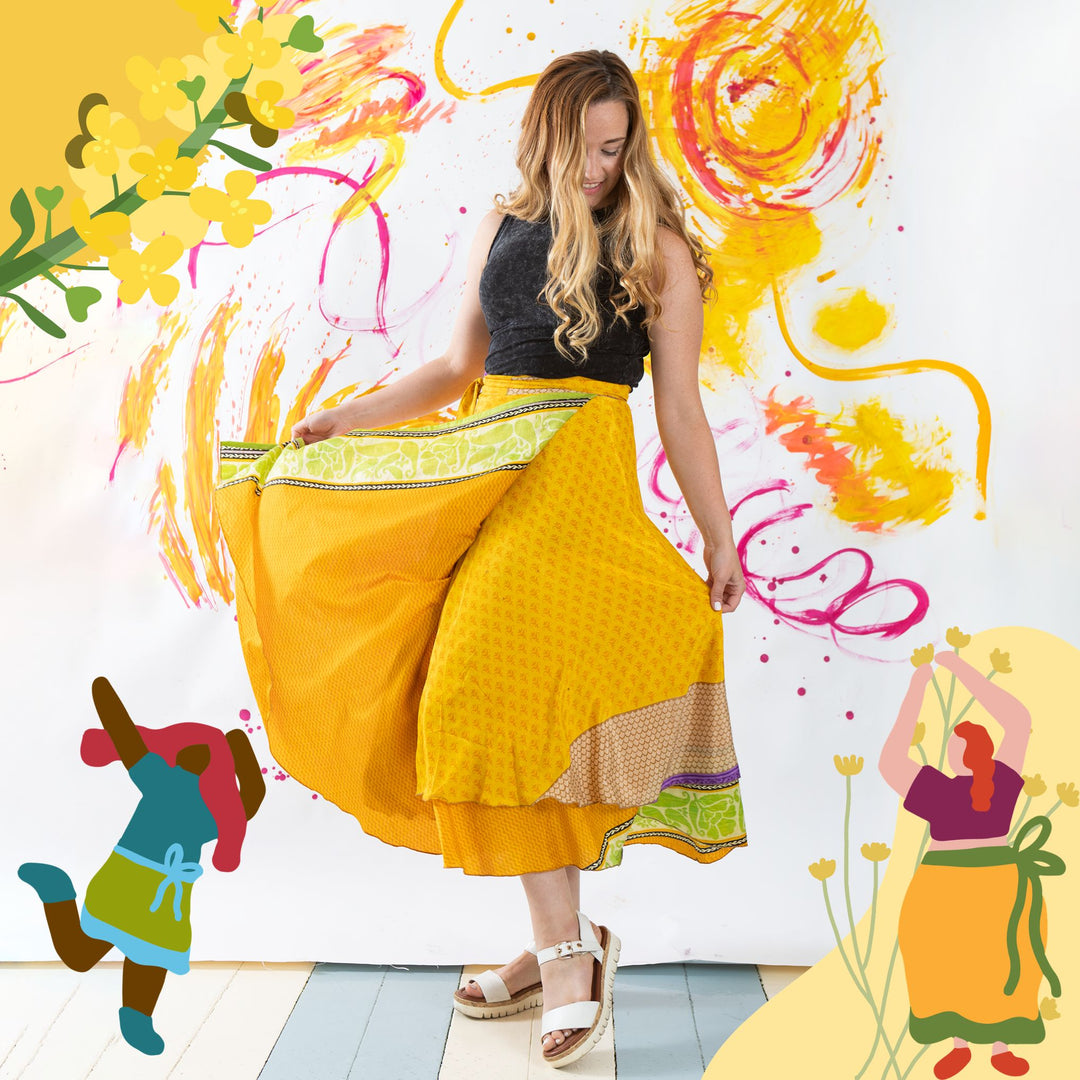 Darn Good Yarn: The Good Neighbor Sari Wrap Skirt — Daffodil Edition, Clothing and Accessories