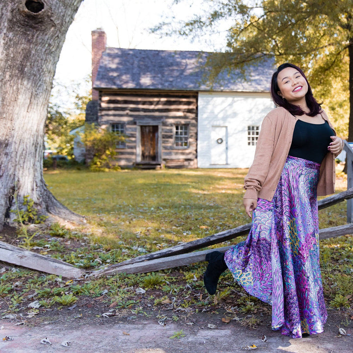 Darn Good Yarn: Peacock Floral Printed Wrap Skirt, Clothing and Accessories