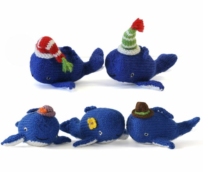 Darn Good Yarn: Blue Whale Ornaments- set of 6, Knit Ornament