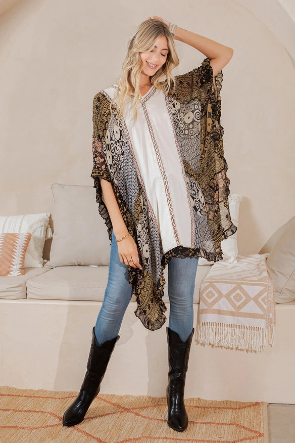 Darn Good Yarn: Limited Edition: Woodstock Dreams Embroidered Colorblock Shrug, Clothing and Accessories