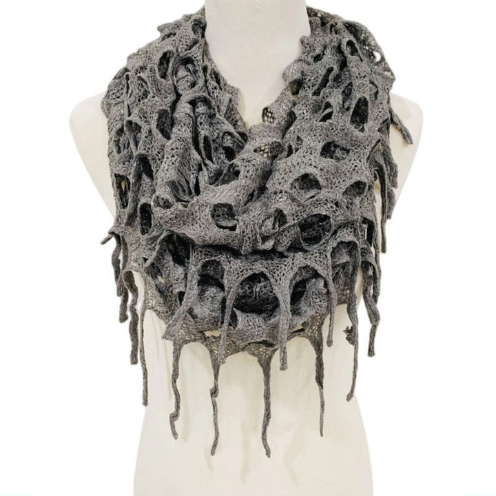 Darn Good Yarn: Moonlit Fringe Infinity Scarf, Clothing and Accessories
