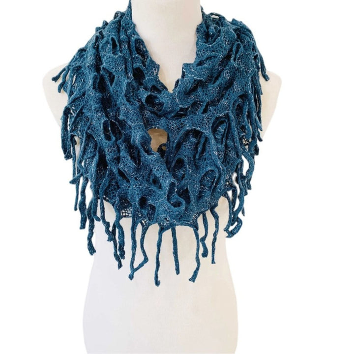 Darn Good Yarn: Moonlit Fringe Infinity Scarf, Clothing and Accessories