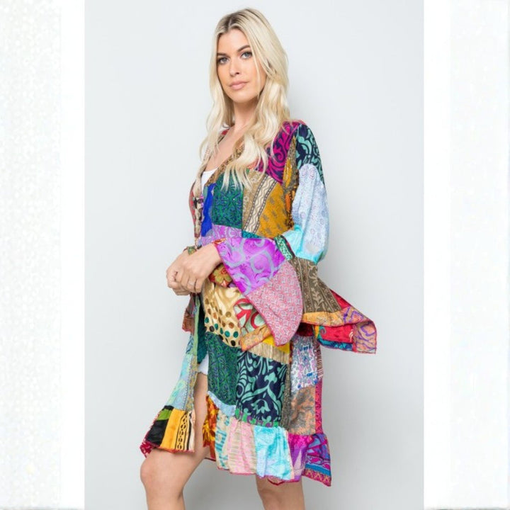 Darn Good Yarn: Limited Edition: Woodstock Dreams Mixed Patchworks Kimono, Clothing and Accessories