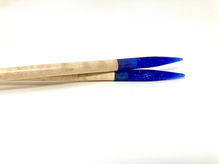 Purple Glitter Resin & Maple Knitting Needles - Darn Good Yarn