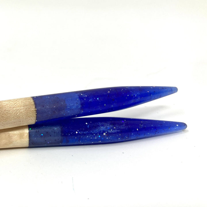 Purple Glitter Resin & Maple Knitting Needles - Darn Good Yarn