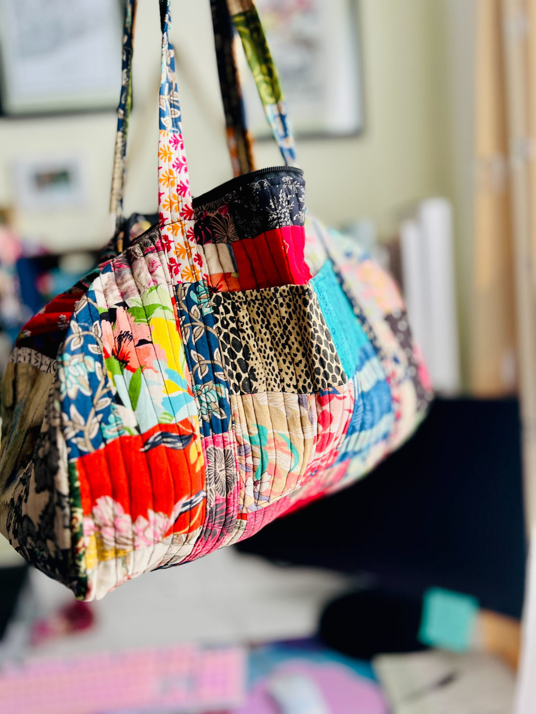 Darn Good Yarn: Patchwork Quilted Duffle Bag, Clothing and Accessories