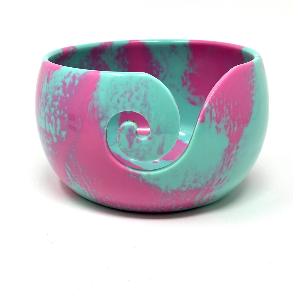 Colorful Swirls: Resin Yarn Bowl with Marbleized Finish - Darn Good Yarn