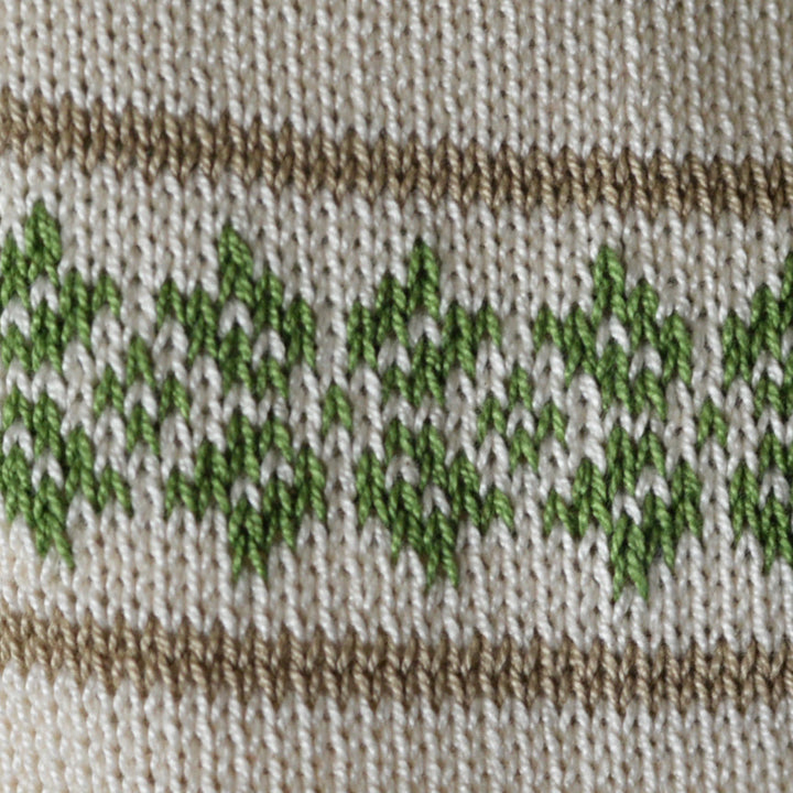 Darn Good Yarn: Ecru Patterned Stocking with Green, Stocking