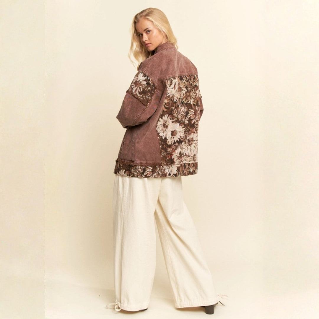 Woodstock Dreams Limited Edition Floral Contrast Stone Wash Denim Jacket