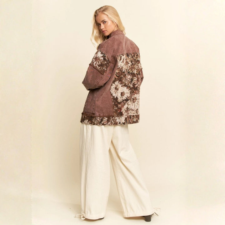Woodstock Dreams Limited Edition Floral Contrast Stone Wash Denim Jacket